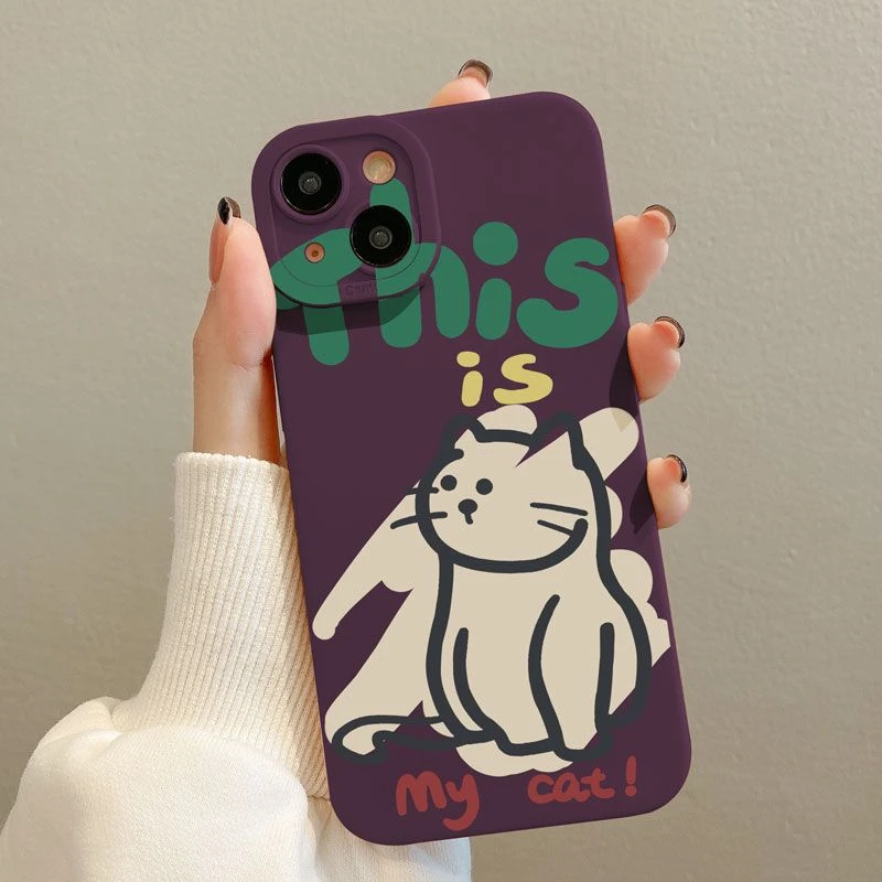 涂鸦猫咪苹果14手机壳iPhone13promax防摔11软壳7P/xr/x女8全包12