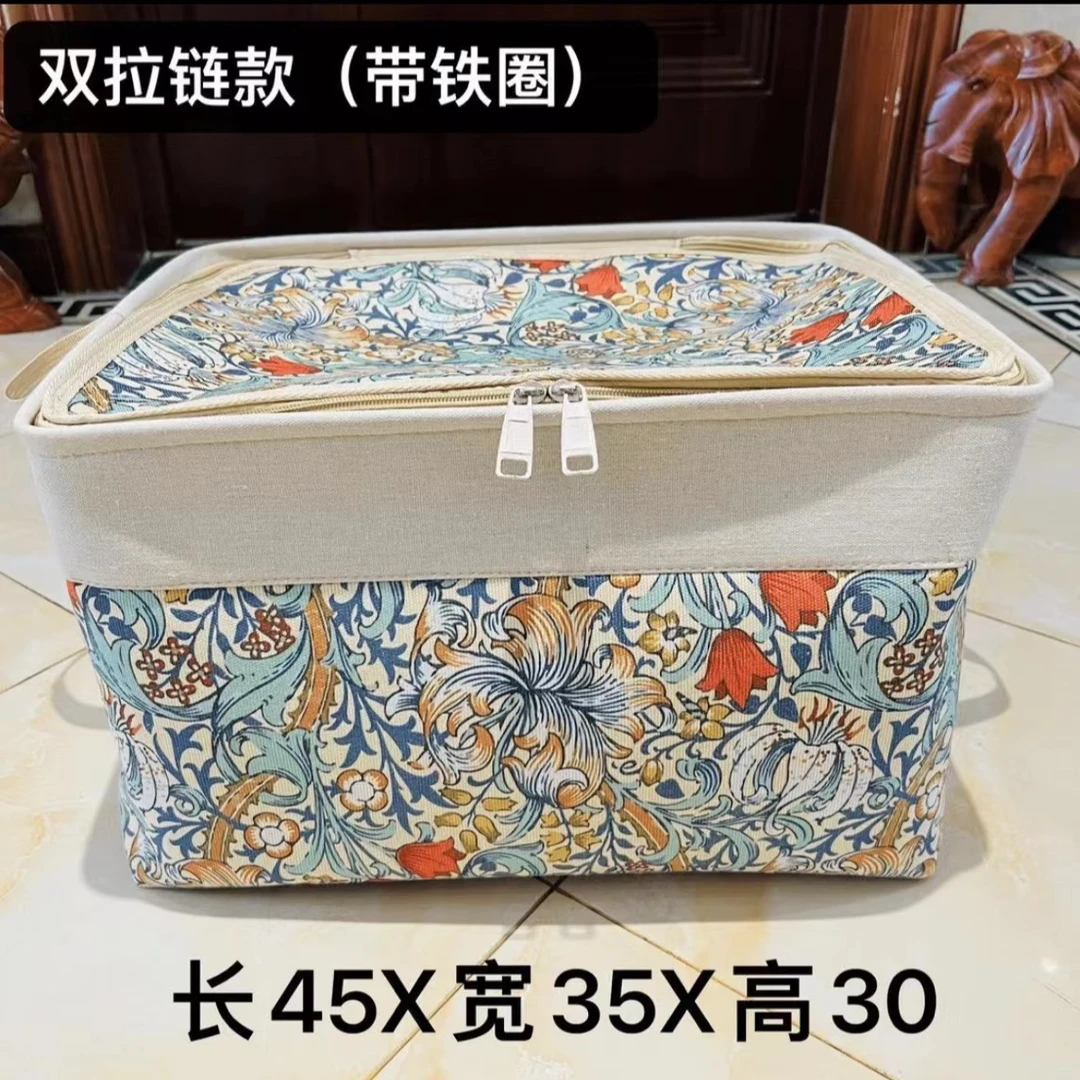 收纳箱家用大容量防尘可折叠储物印花搬家收纳手工美式储物袋