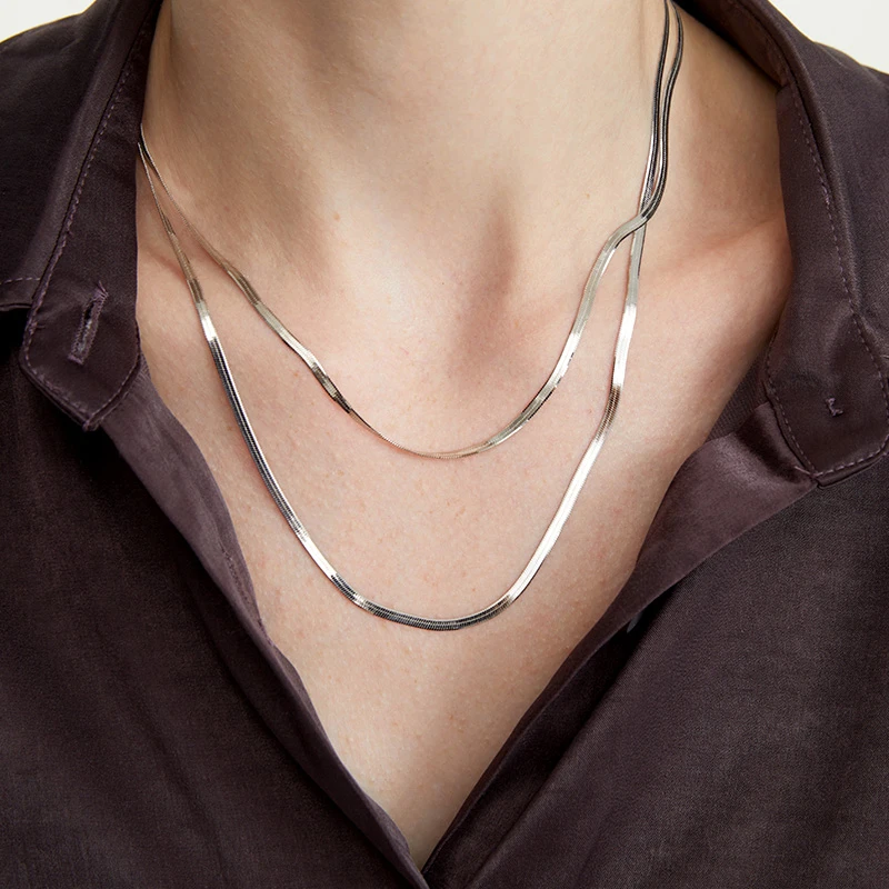 链子925银 LARAINE YIN简约百搭纯银项链叠戴长款锁骨链