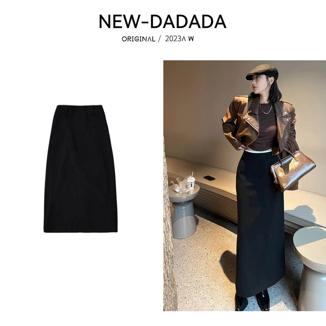 利达 NEW DADADA【杜桑少女】黑色百搭时尚设计感小众半身裙DQ631