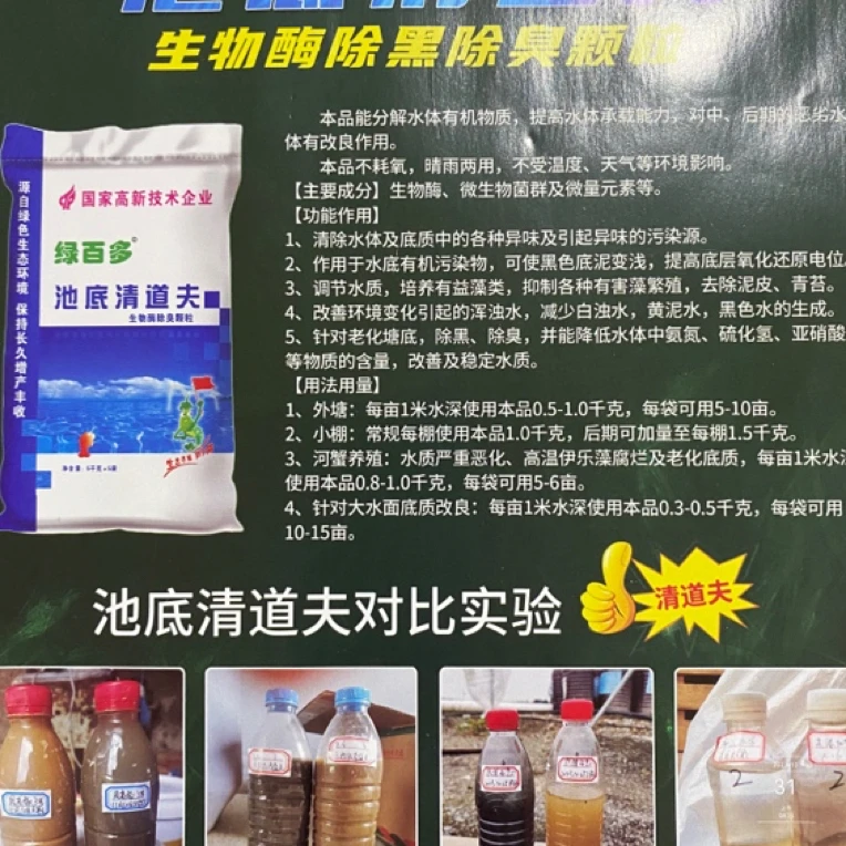 池底清道夫生物酶除黑除臭调水质培藻去除青苔泥皮水产养殖用