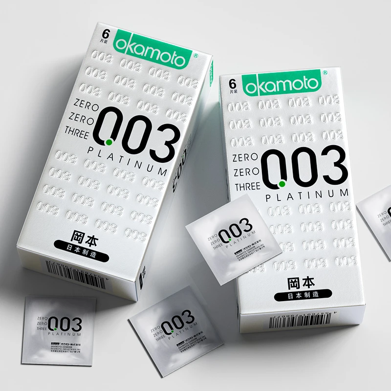 冈本白金003乳胶避孕套 超薄0.03润滑男用中号官方正品安全套 日本进口