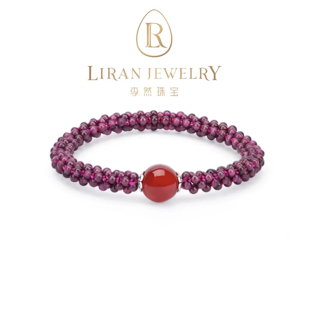 【李然珠宝】石榴石编织款软手串手工简约气质时尚古法经典百搭款