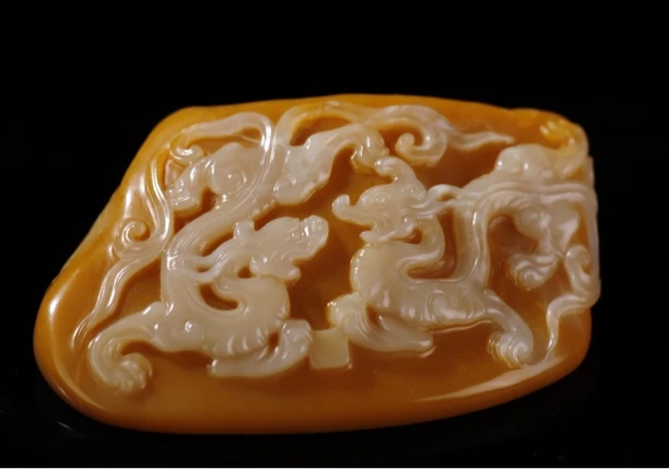 寿山旗降石螭龙器物