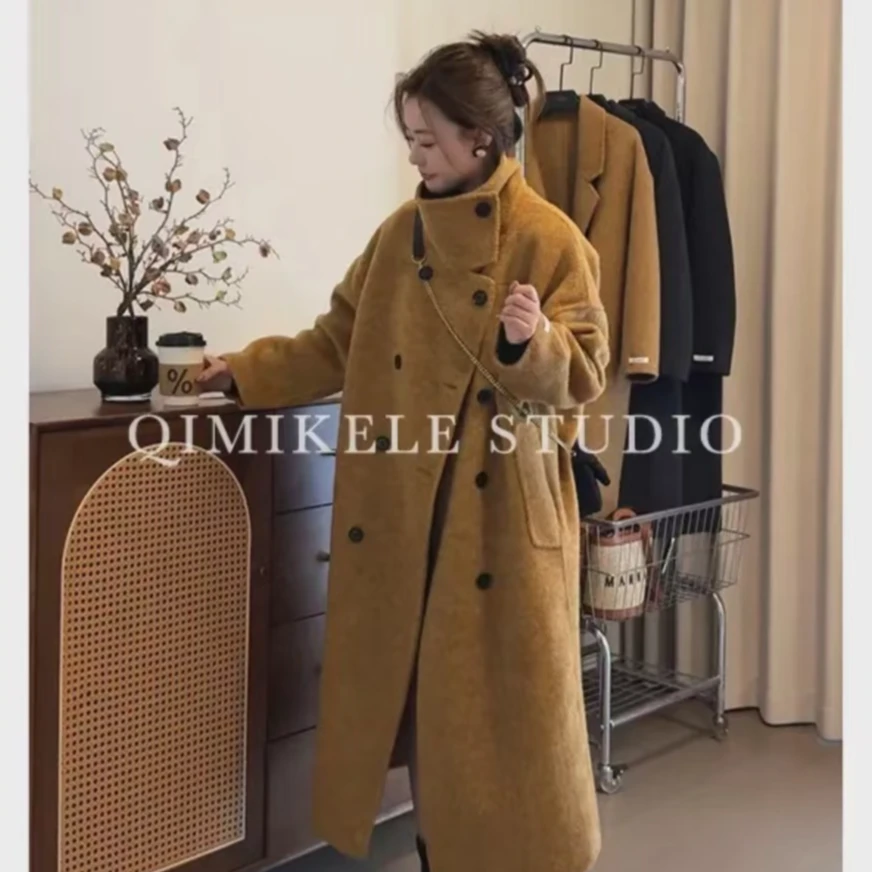 秋冬新款大东门高端双排扣立领双面毛呢大衣2420气质百搭羊绒