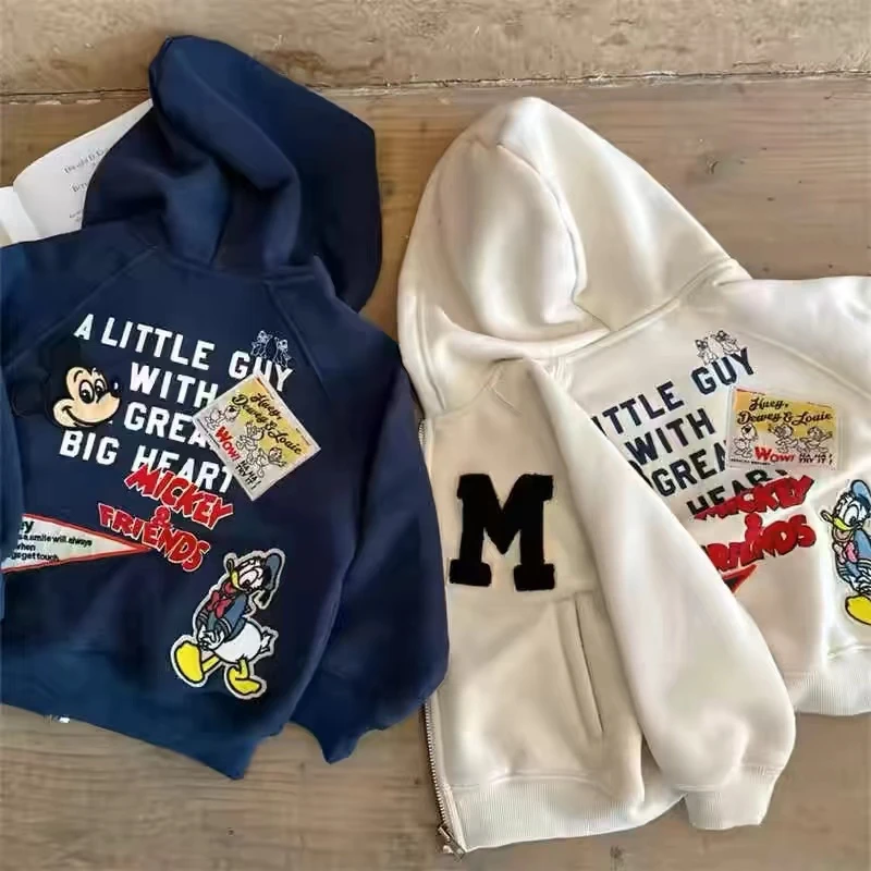 加绒外套男女宝小男孩中性拉链连帽开衫百搭秋冬新款毛巾绣衣服