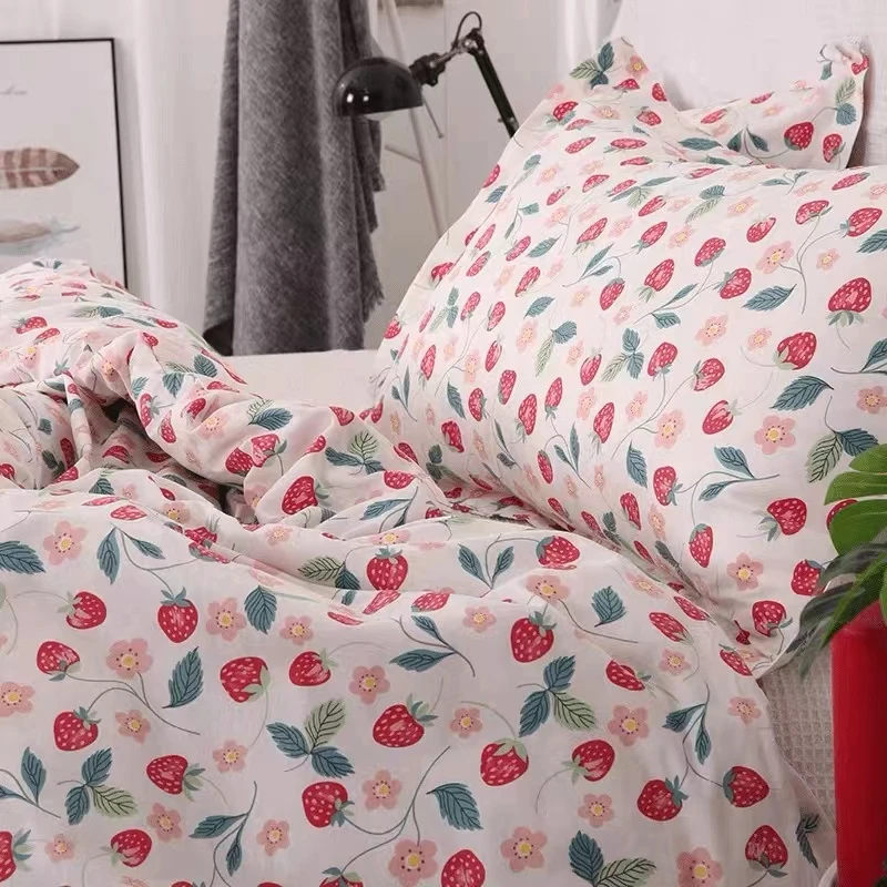 【白底草莓被罩】双人单人卧室卡通学生秋冬