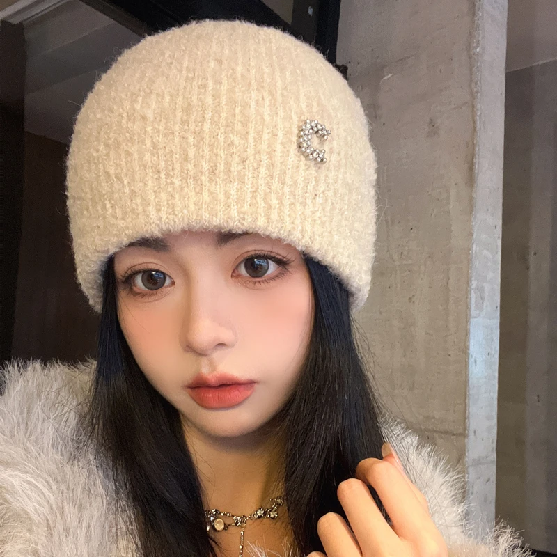 毛线帽女大头围保暖针织帽潮流宽松冷帽时尚网红款