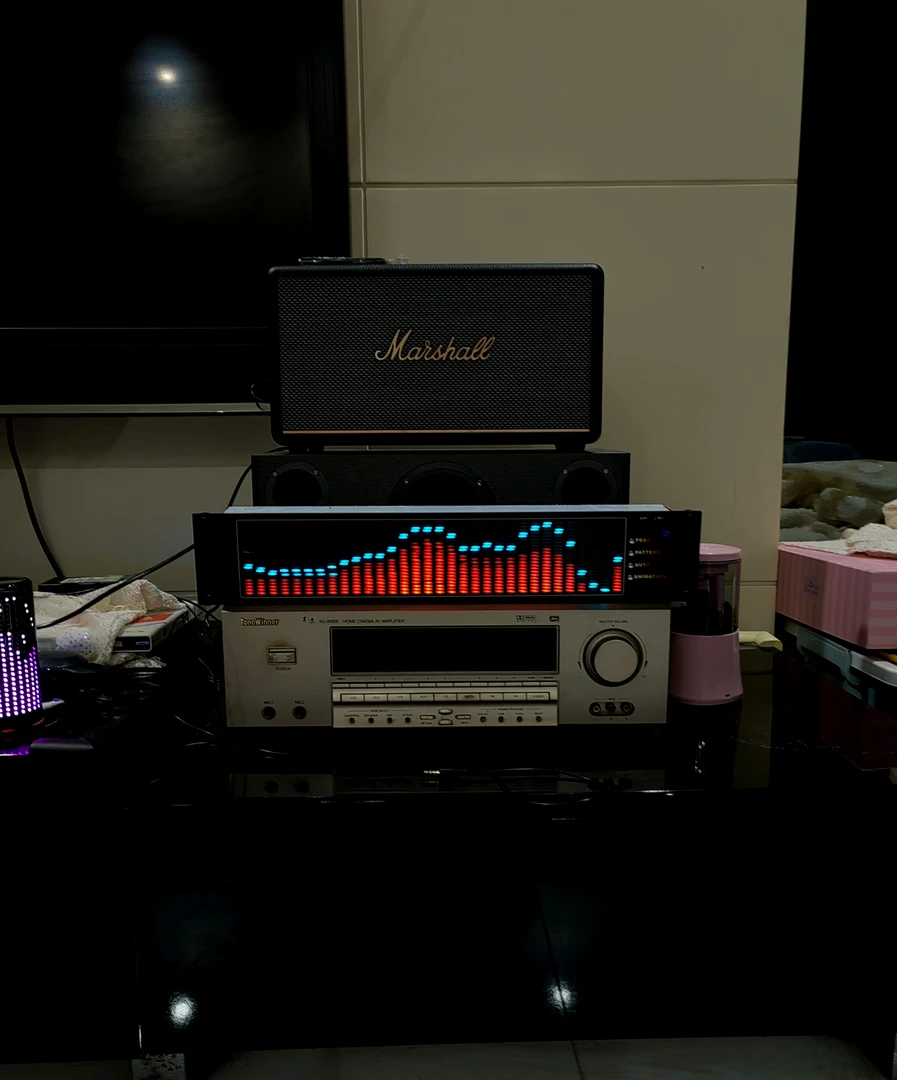 2U音乐频谱显示器声控线控遥控时钟动画尺寸485*89*45