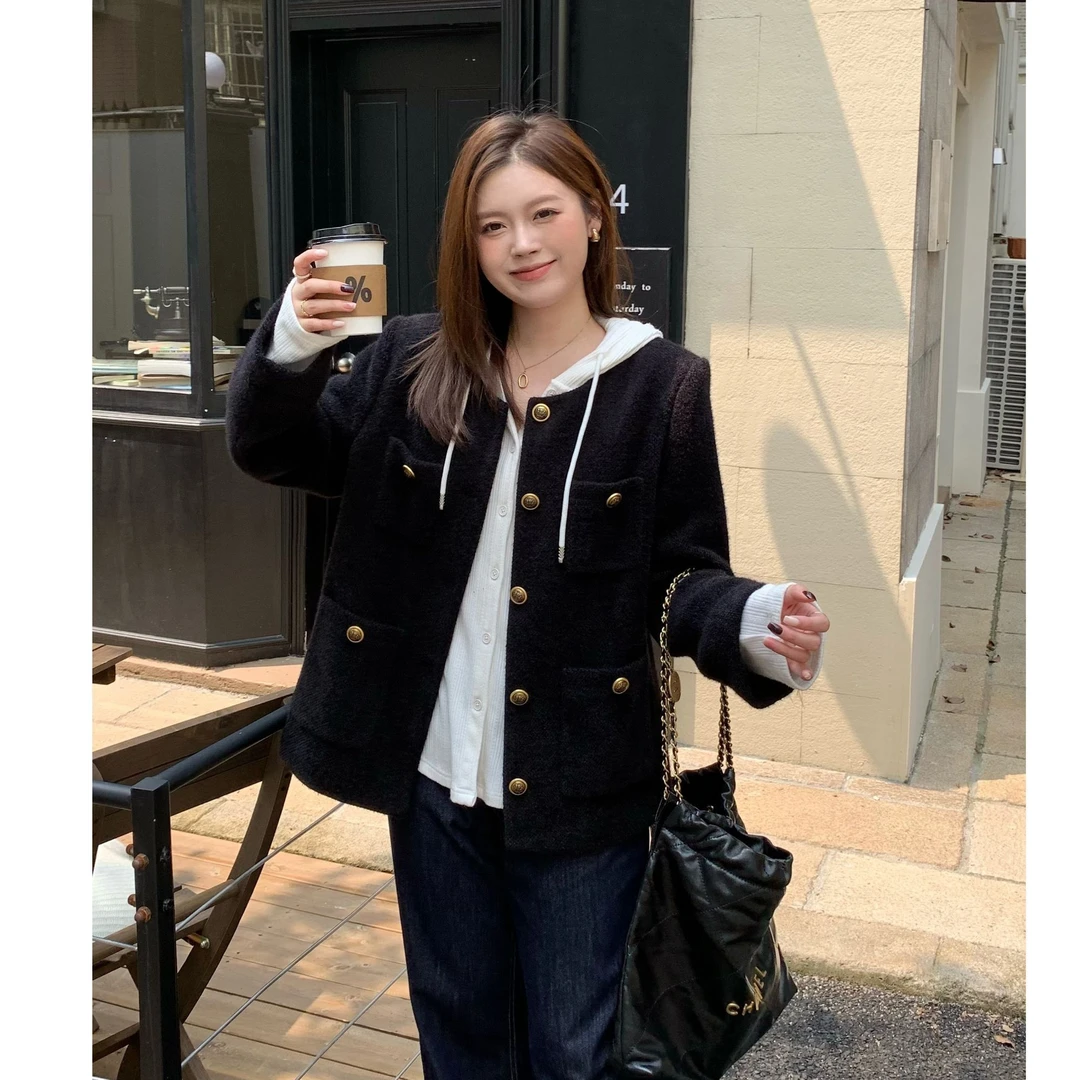 高档小香风外套女大码胖mm爆款2024新款加厚气质秋冬宽松韩版外套