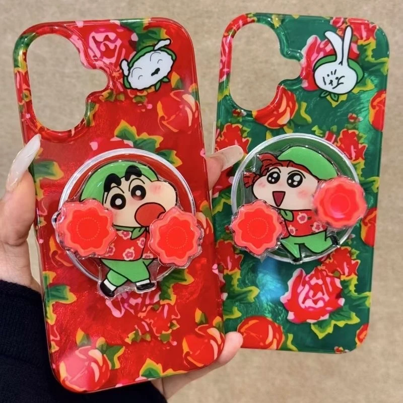 二人转小新妮妮情侣支架适用苹果16华为手机壳新款vivo小米15OPPO