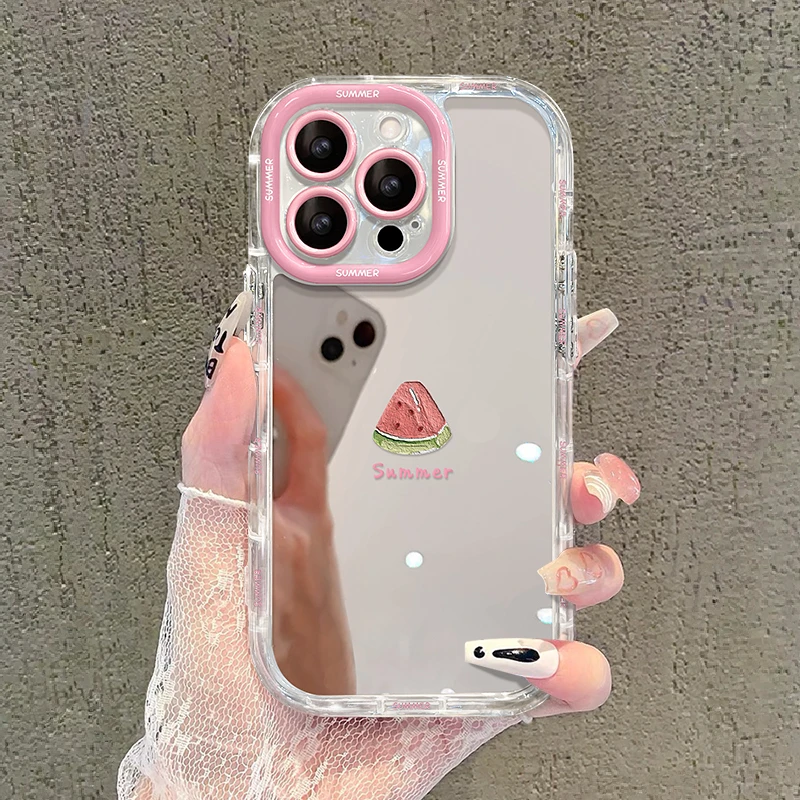 夏日西瓜镜面手机壳适用于苹果15华为新款OPPOVIVO小米荣耀小众