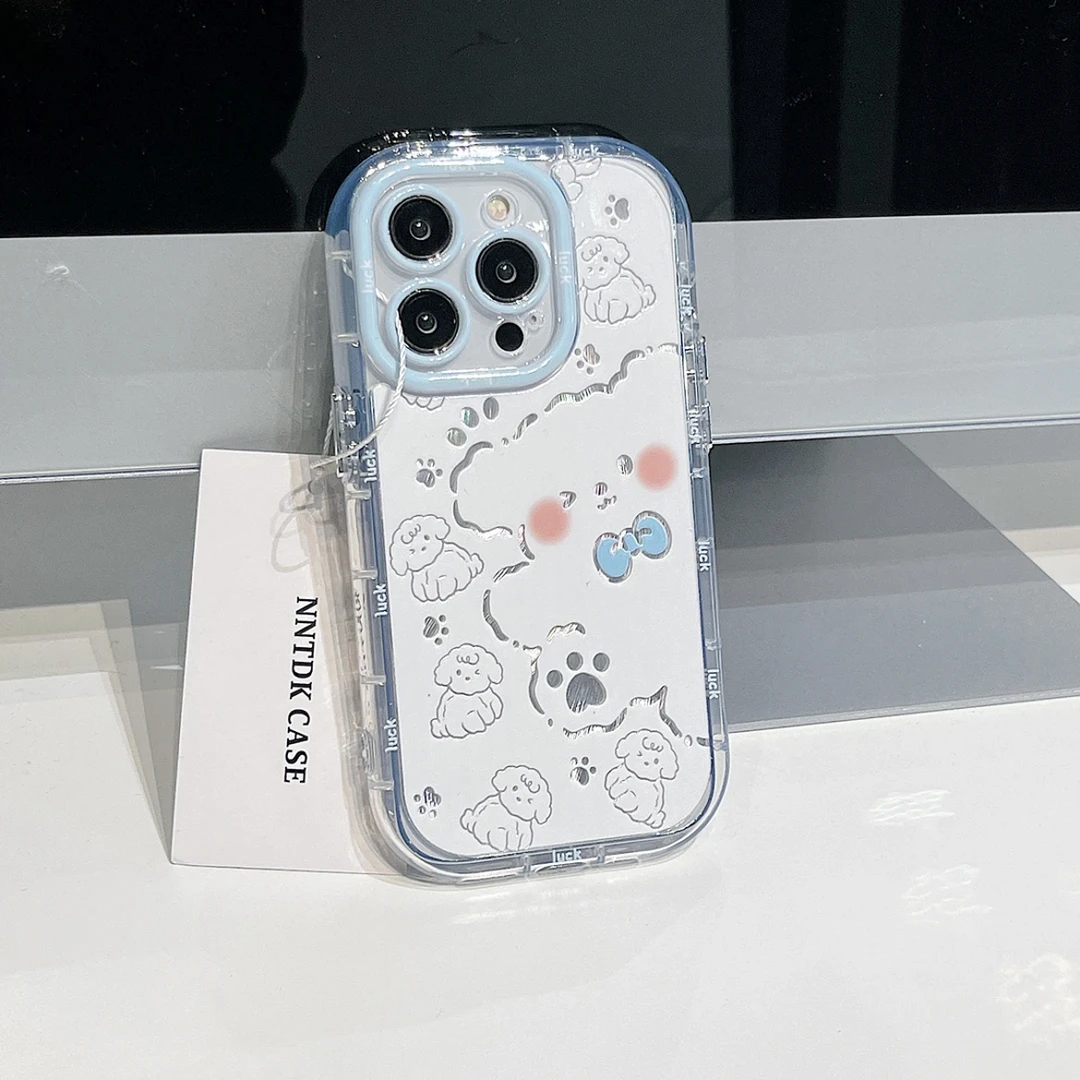 可爱镜面线条小熊适用苹果15手机壳iphone14保护套13软女12防摔11