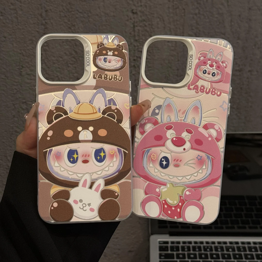 适用苹果15磨砂iPhone16pro手机壳华为p草莓熊拉布布小米mate60套