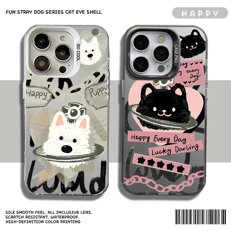 西高地猫咪情侣适用苹果16pro手机壳华为vivo秋冬小米14oppo新款