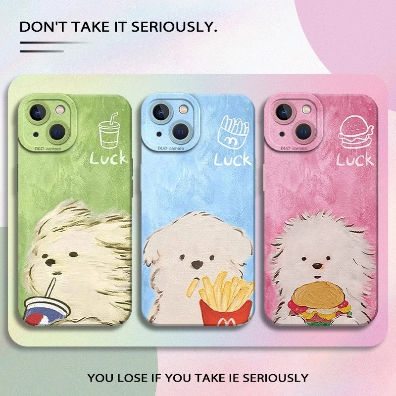 适用苹果16手机壳iphone15新款华为潦草小狗vivo小米oppo硅胶软套