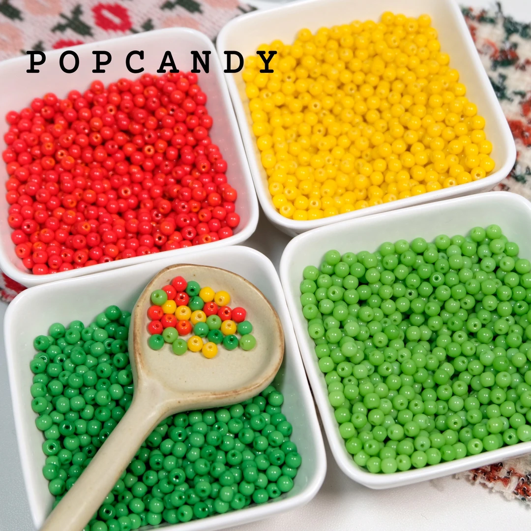 国产玻璃珠圆珠DIY饰品手作配件米珠串珠手机链饰品实色不掉色