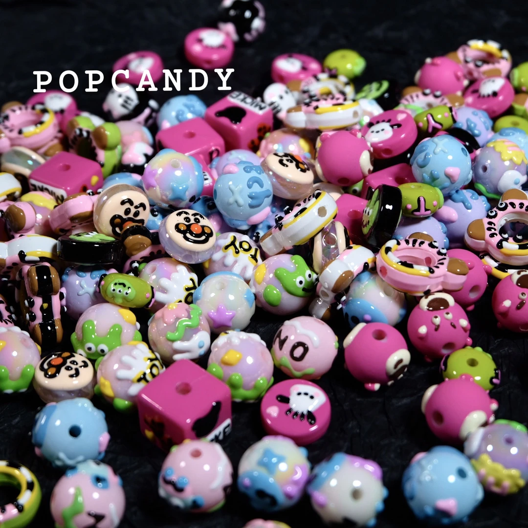 手绘可爱卡通手机链饰品亚克力滴油散珠配件DIY手工包链挂件材料