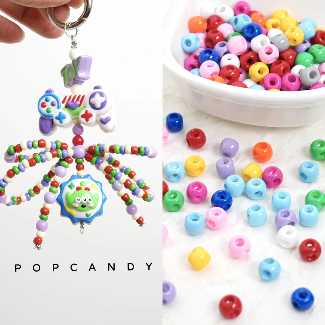 四通DIY串珠蝴蝶结手作饰品手工散珠配件可爱手机链挂件项链装饰