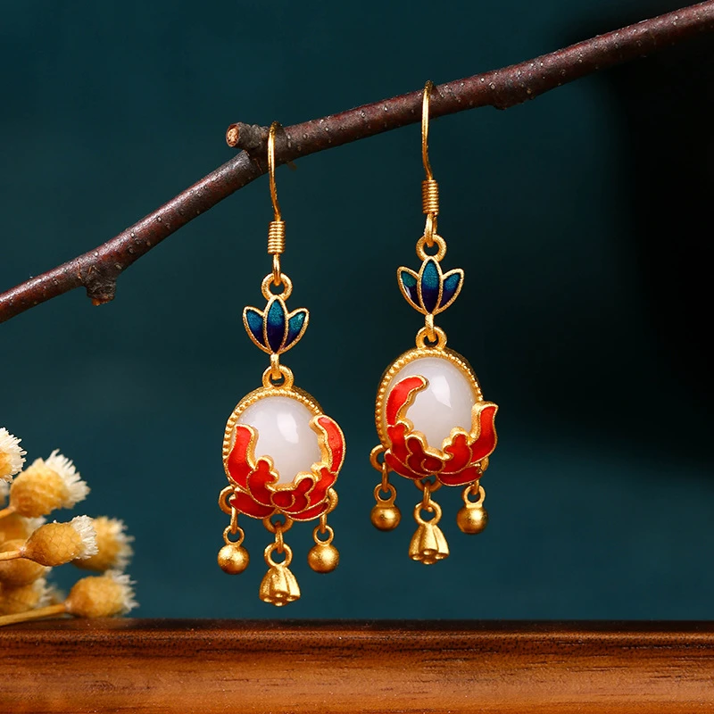 铜合金耳饰 国潮古法气质耳环中国风古典旗袍配饰宫廷风复古饰品