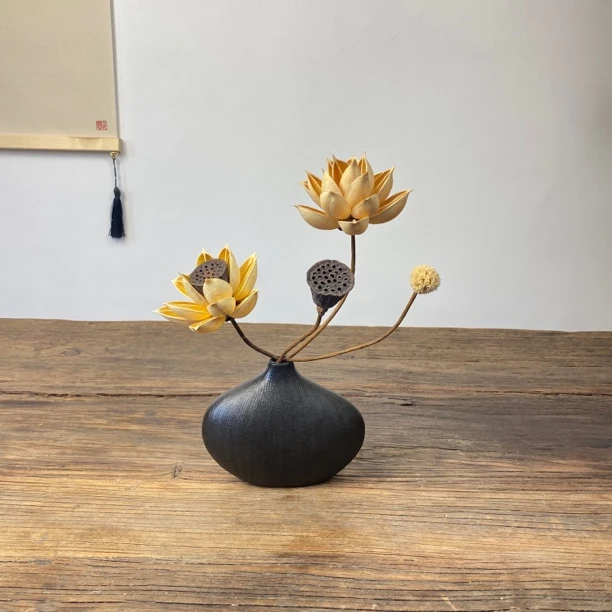 【素心】禅意干花摆件纯手工新中式家居摆件天然干花茶台花客厅摆件