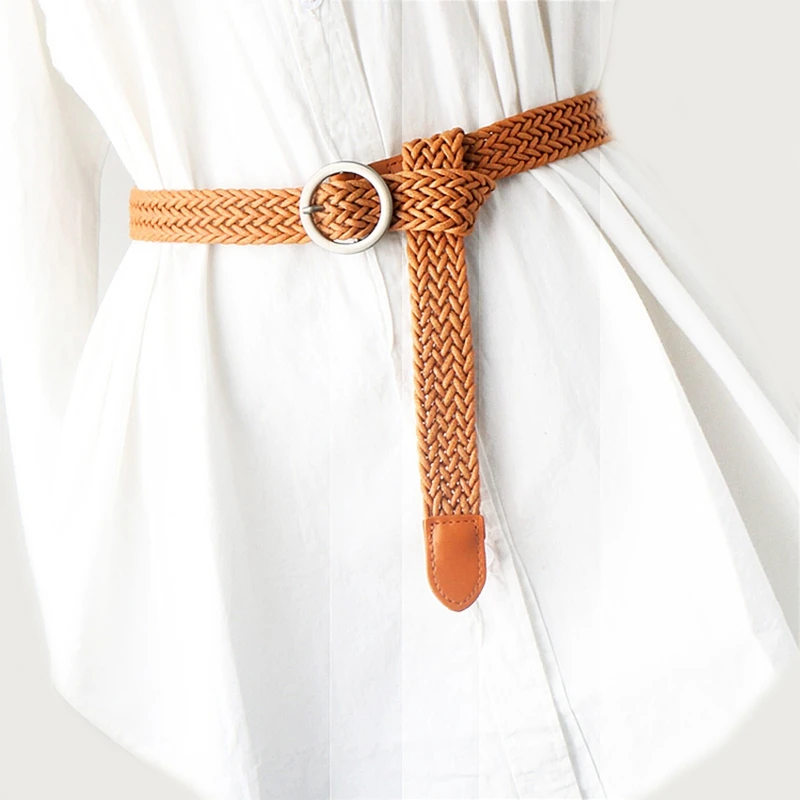 编织腰带女士装饰简约百搭牛仔裤大码加长胖MM200斤皮带腰带配饰