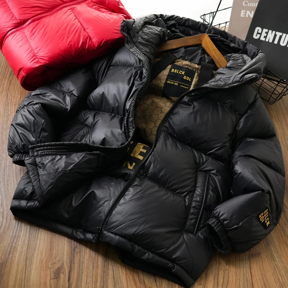 男童儿童秋冬新款简约黑金连帽羽绒服中大童保暖外套F2379