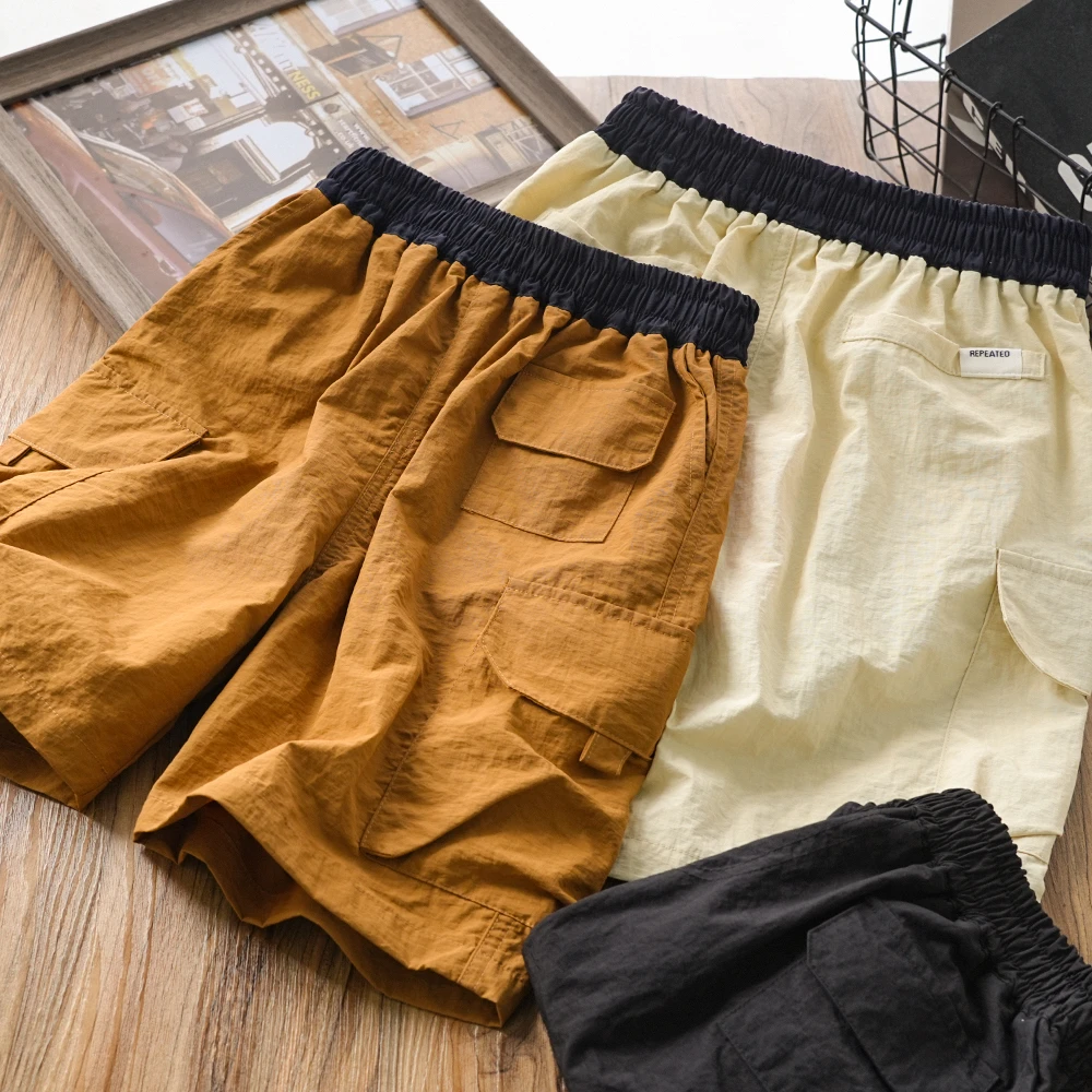 儿童男童夏季新款撞色拼接工装口袋短裤中大童百搭五分裤6110