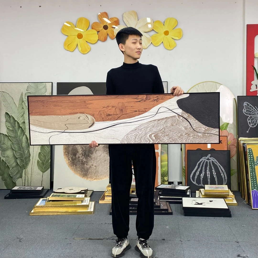 抽象艺术卧室装饰画现代简约主卧床头挂画横幅轻奢客厅壁画40150