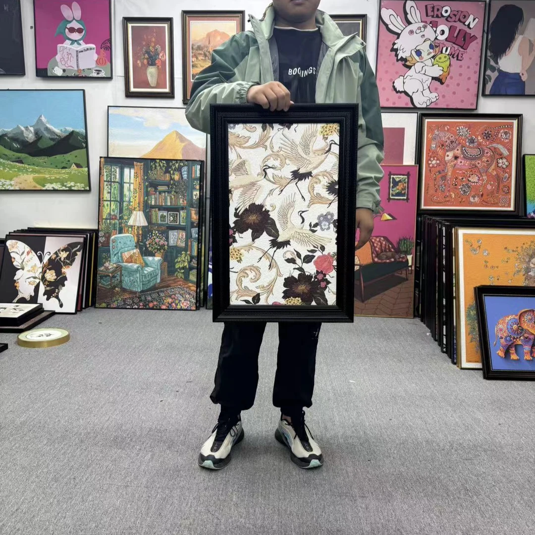 《仙鹤图》法式中国风镜子装饰画中古卧室床头挂画轻奢客厅146