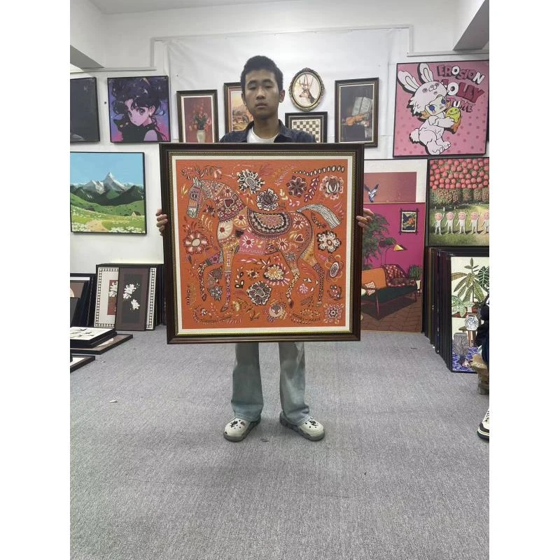 砂岩画爱仕挂画客厅卧室现代轻奢橙高级感装饰画等待尤利西斯8080