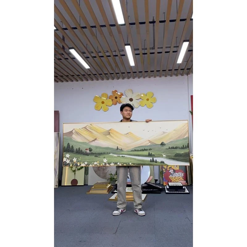 客厅画沙发背景墙山水风景北欧风高级感横幅壁画日照金山70200