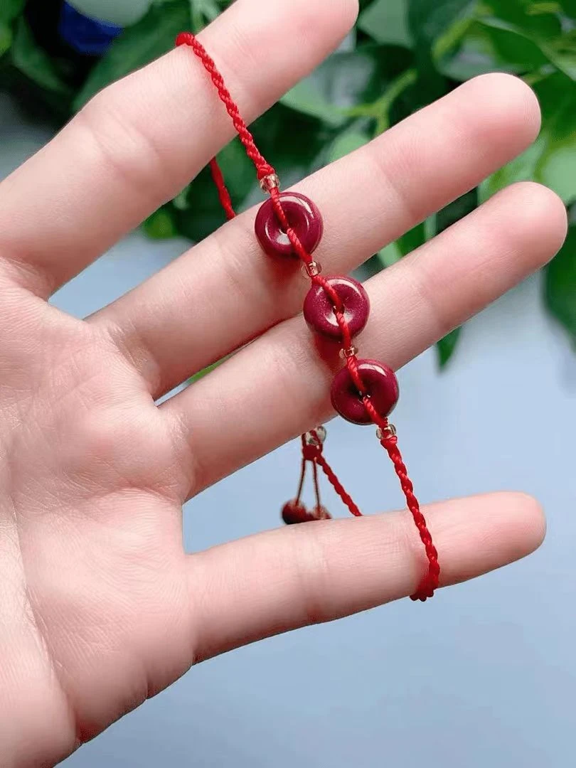 含辰砂工艺品【雪莉珠宝】女士平安扣脚链【福利款无证书】