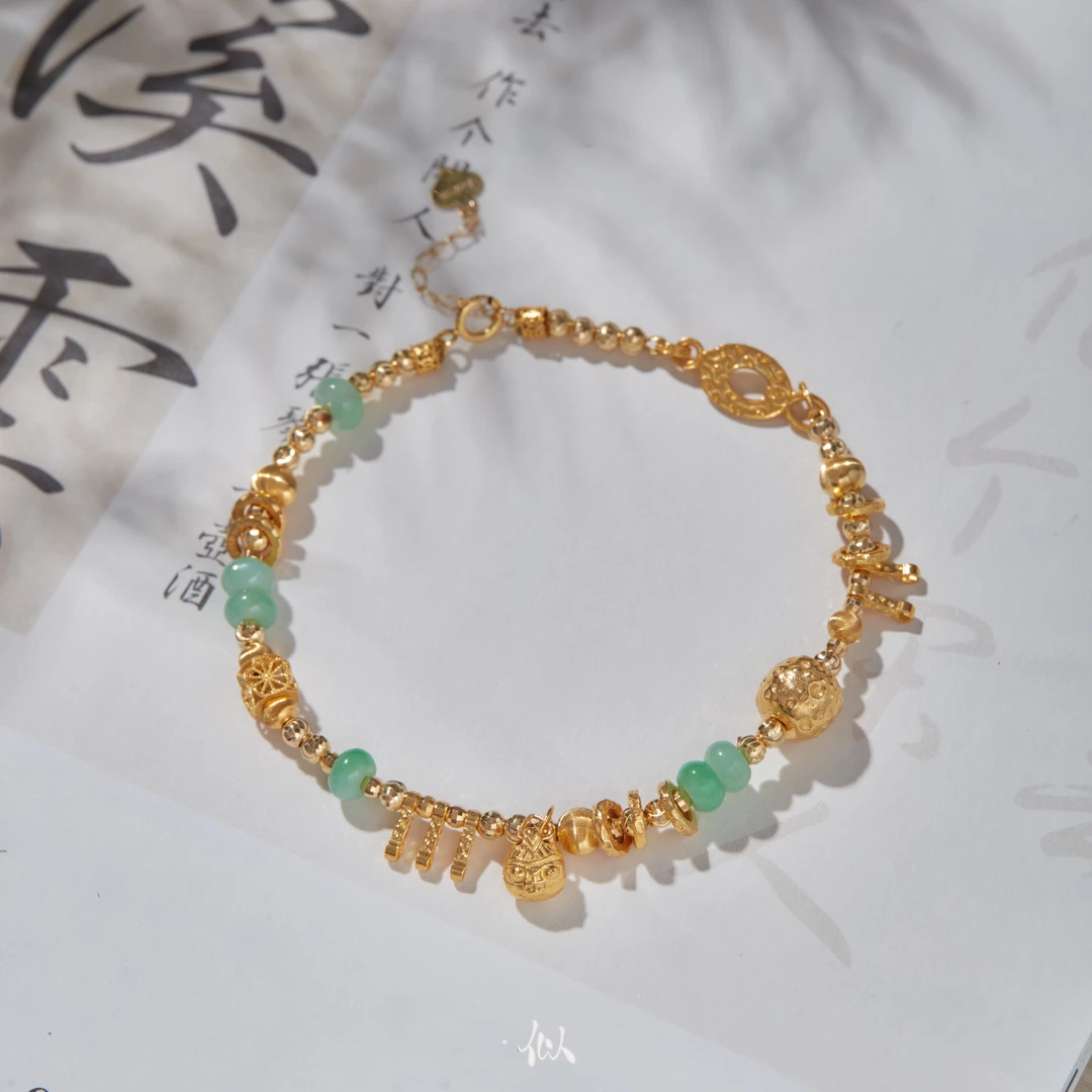 【万贯Q】·似梓珠宝· 18K吞金兽翡翠手链 SZCCDIY00158