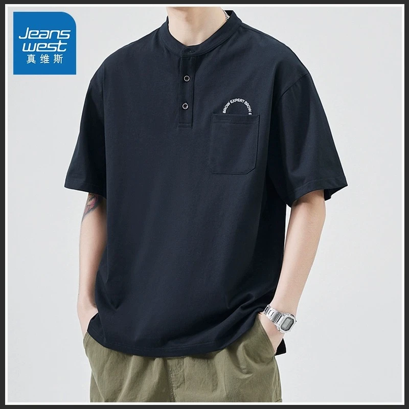 Jeanswest/真维斯男士半袖POLO衫春夏休闲宽松百搭潮流短袖T恤男