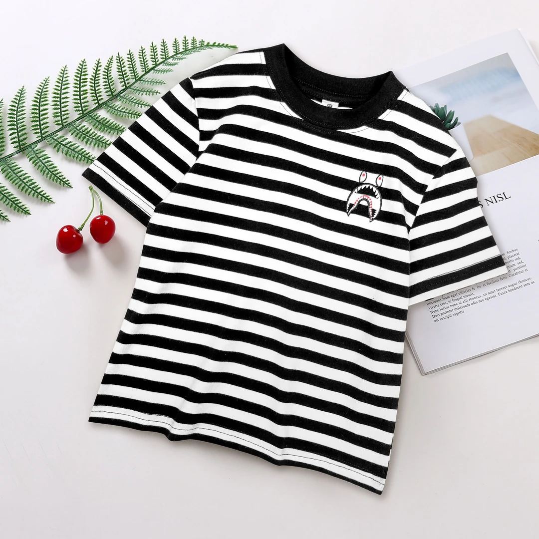 4120【条纹鲨鱼】夏季儿童短袖