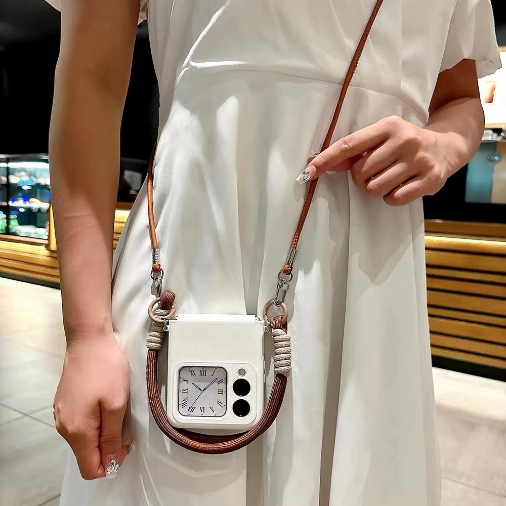 新款卡通刺绣狗适用华为novaflip折叠屏手机壳个性斜跨手绳Nova硬