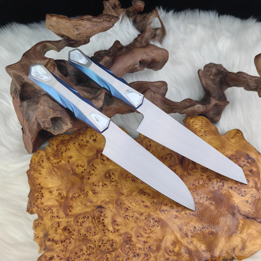 一胜百超氮钢Vanax一体龙骨钛合金手柄三德刀