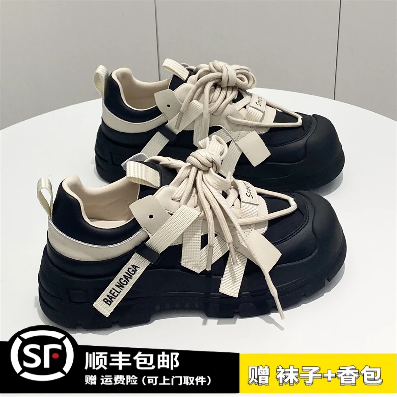 老爹鞋女网红时尚舒适黑色女鞋子丑萌小众设计百搭厚底休闲运动鞋