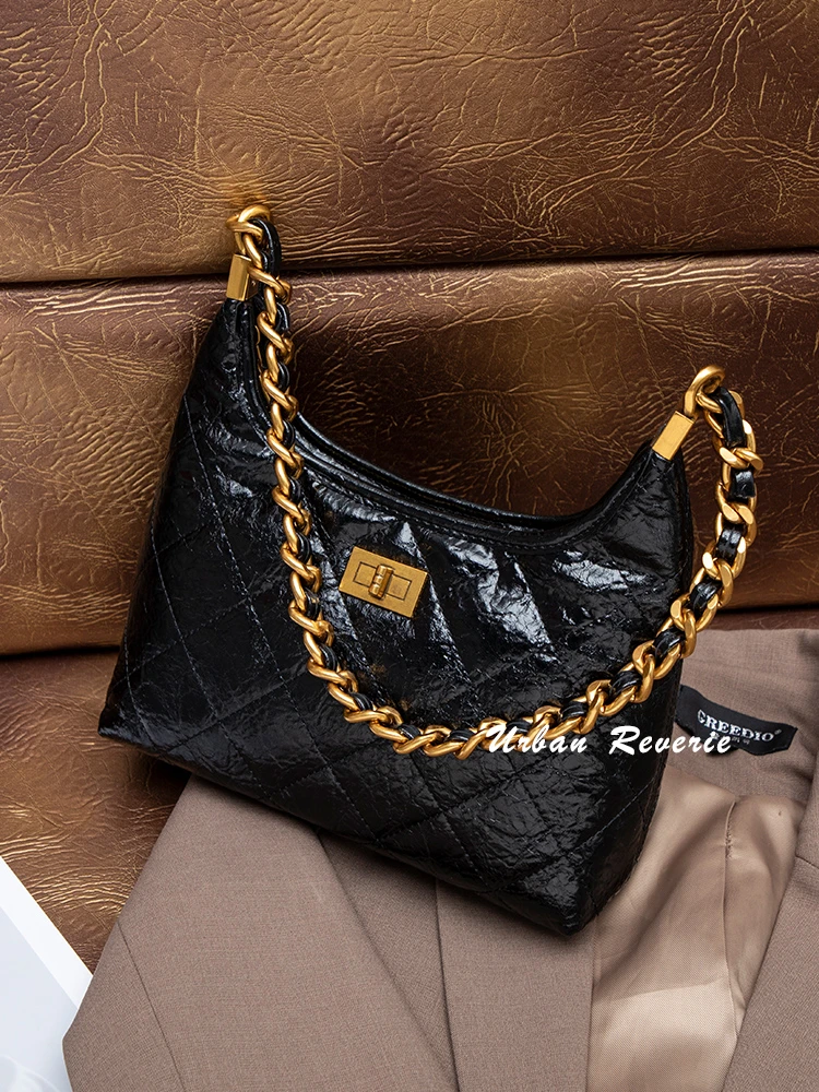 【时光】轻奢定制女包小香风菱格绣线链条包时尚百搭单肩腋下斜挎包