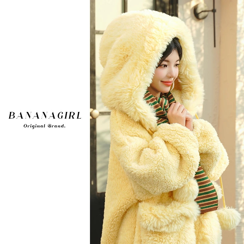 Bananagirl【金色麦浪】睡衣女秋冬中长款睡袍保暖加厚家居服女外穿