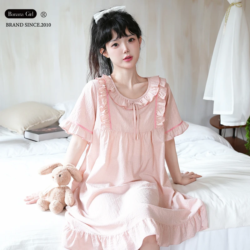 Bananagirl夏季女士睡衣家居服睡裙套装时尚可外穿XA103377