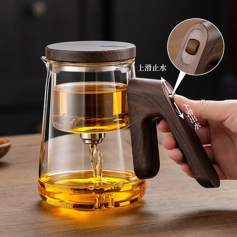 顶壶全玻璃内胆飘逸杯磁吸家用茶水分离泡茶器高档简约办公室茶壶