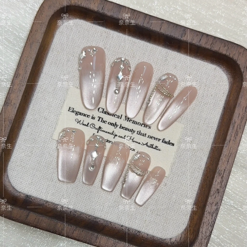 【一帘幽梦】猫眼高级纯欲ins气质优雅手工穿戴甲返潮复古