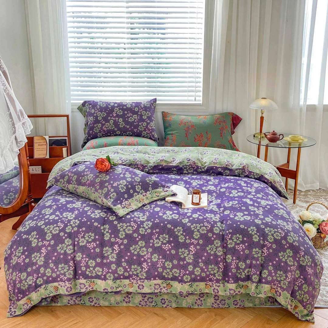 【单被罩】纯棉A类母婴级色织双层纱100棉学生透气加厚宿舍单人布床