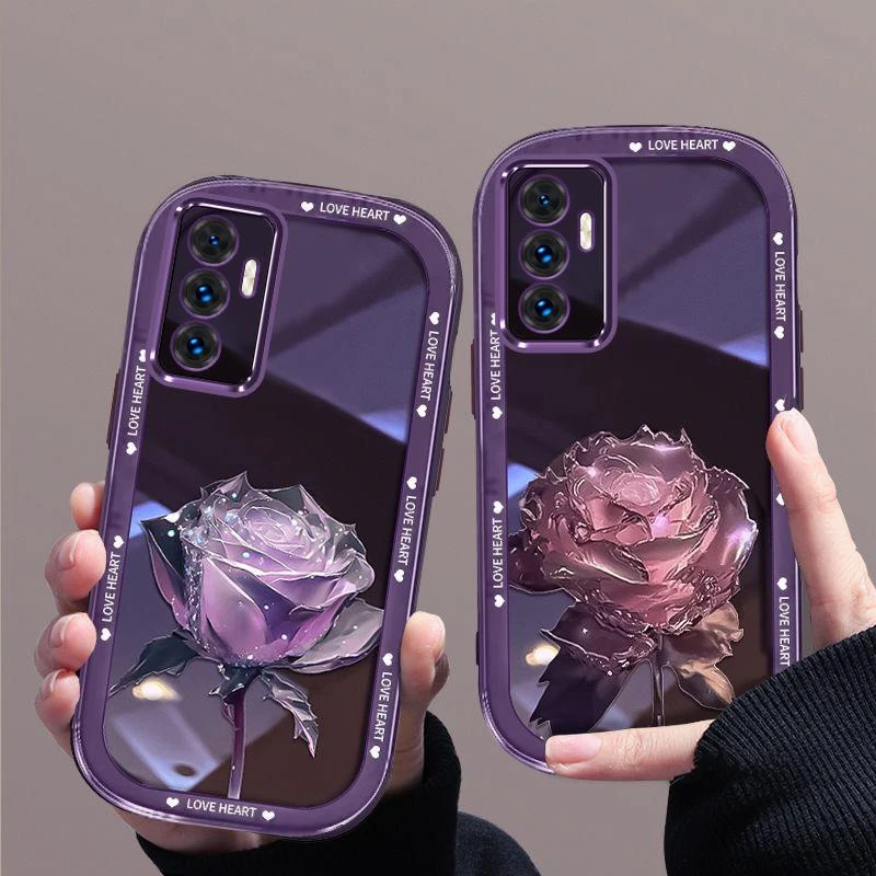 vivos10e手机壳晶莹玫瑰s10网红女款s10pro高级感防摔软壳全包新