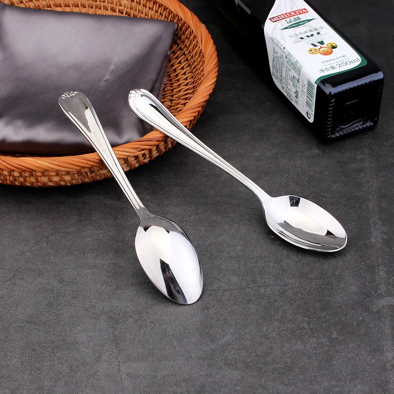 18/10不锈钢吃饭勺子小孩甜品下午茶蛋糕调羹汤匙加厚长16.5cm