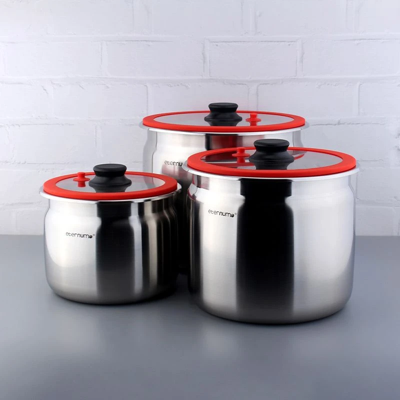 18/10不锈钢一体成型密封罐储物罐厨房杂粮防潮防霉圆形米桶家用