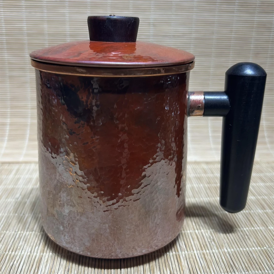 A紫铜手带滤芯火烧云水杯一张打杯500cc（全手工）