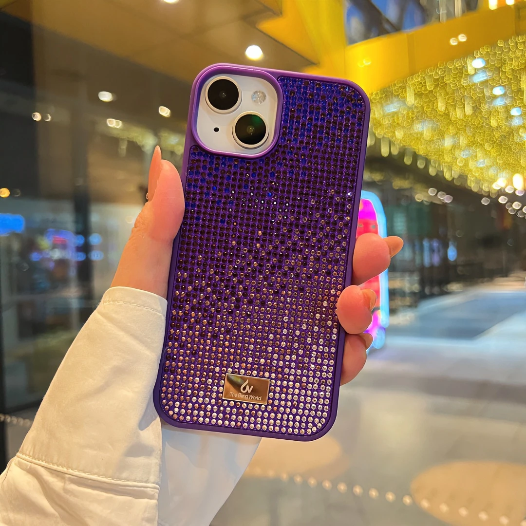 苹果16渐变满钻超轻手机壳硅胶全包iPhone14promax保护套渐变奢华